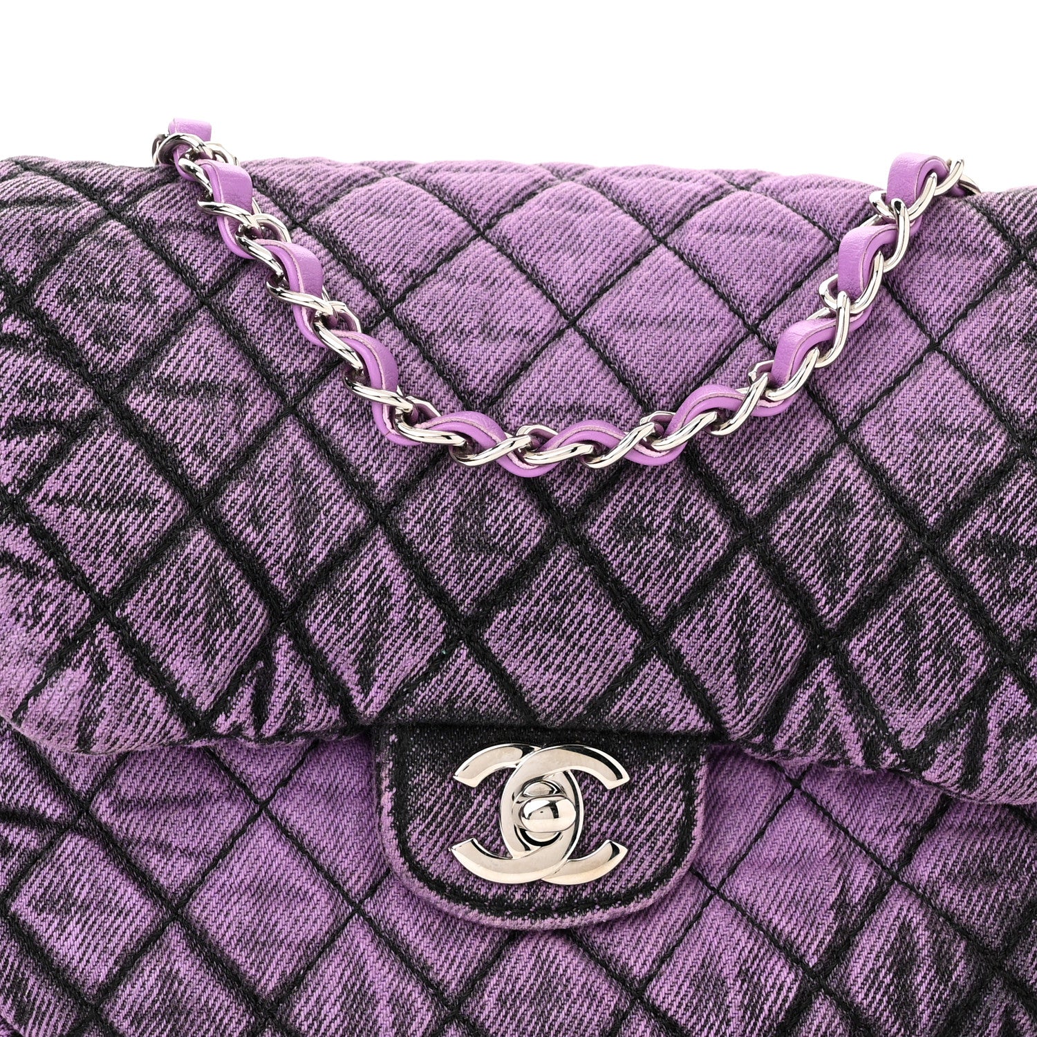 Chanel Washed Denim Quilted Small Denimpression Flap Violet Purple Black 8 of 10
