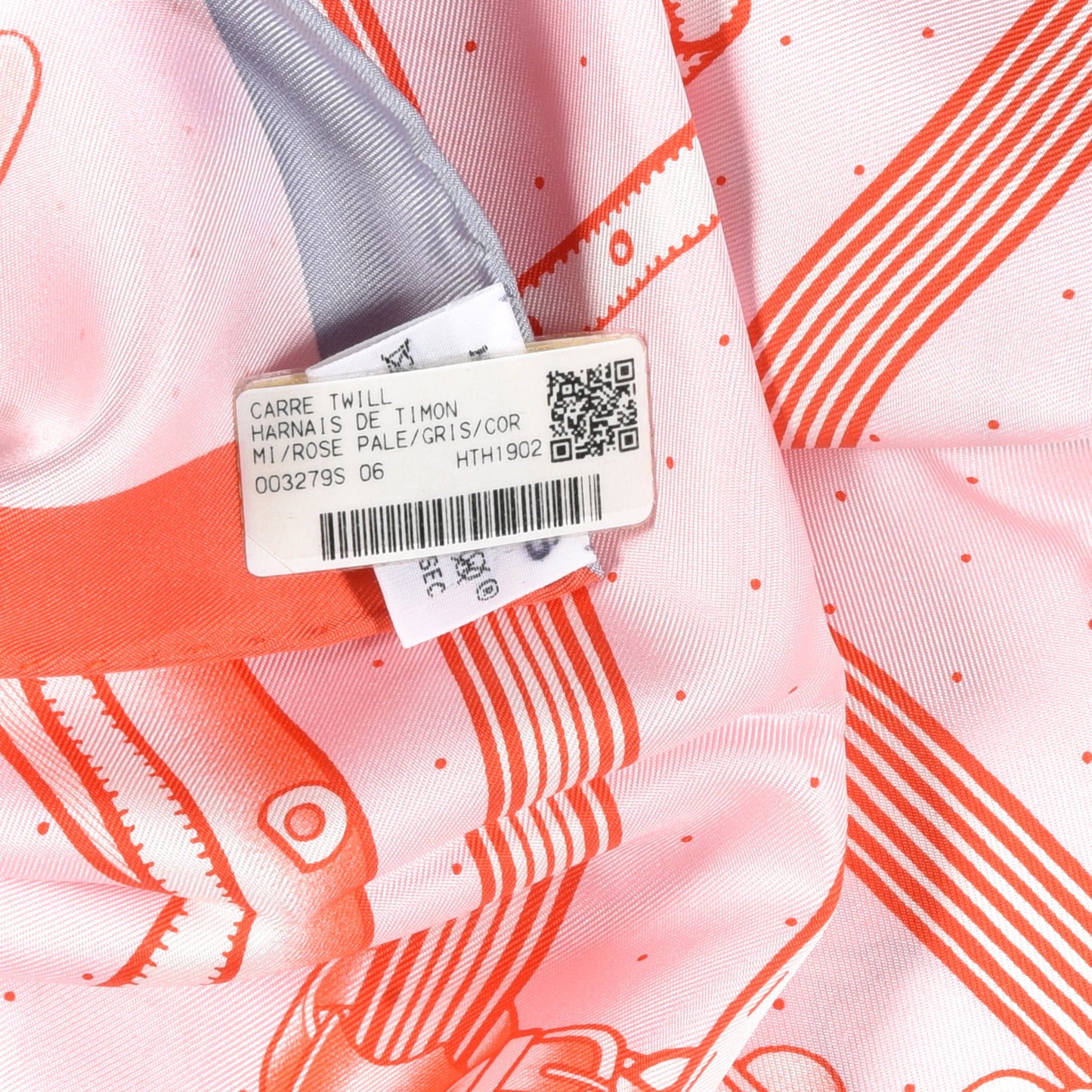 Silk Harnais De Timon Scarf 90 Rose Pale Gris Corail