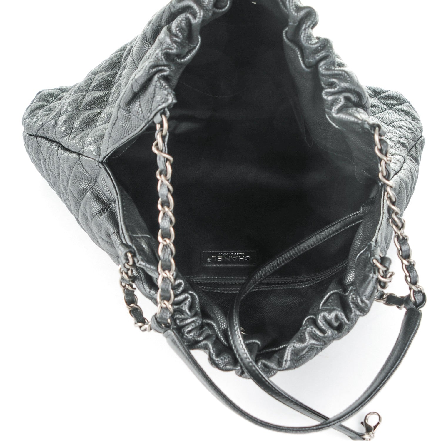 Chanel Distressed Glazed Caviar Quilted Large Elastic Tote Black 5 of 7
