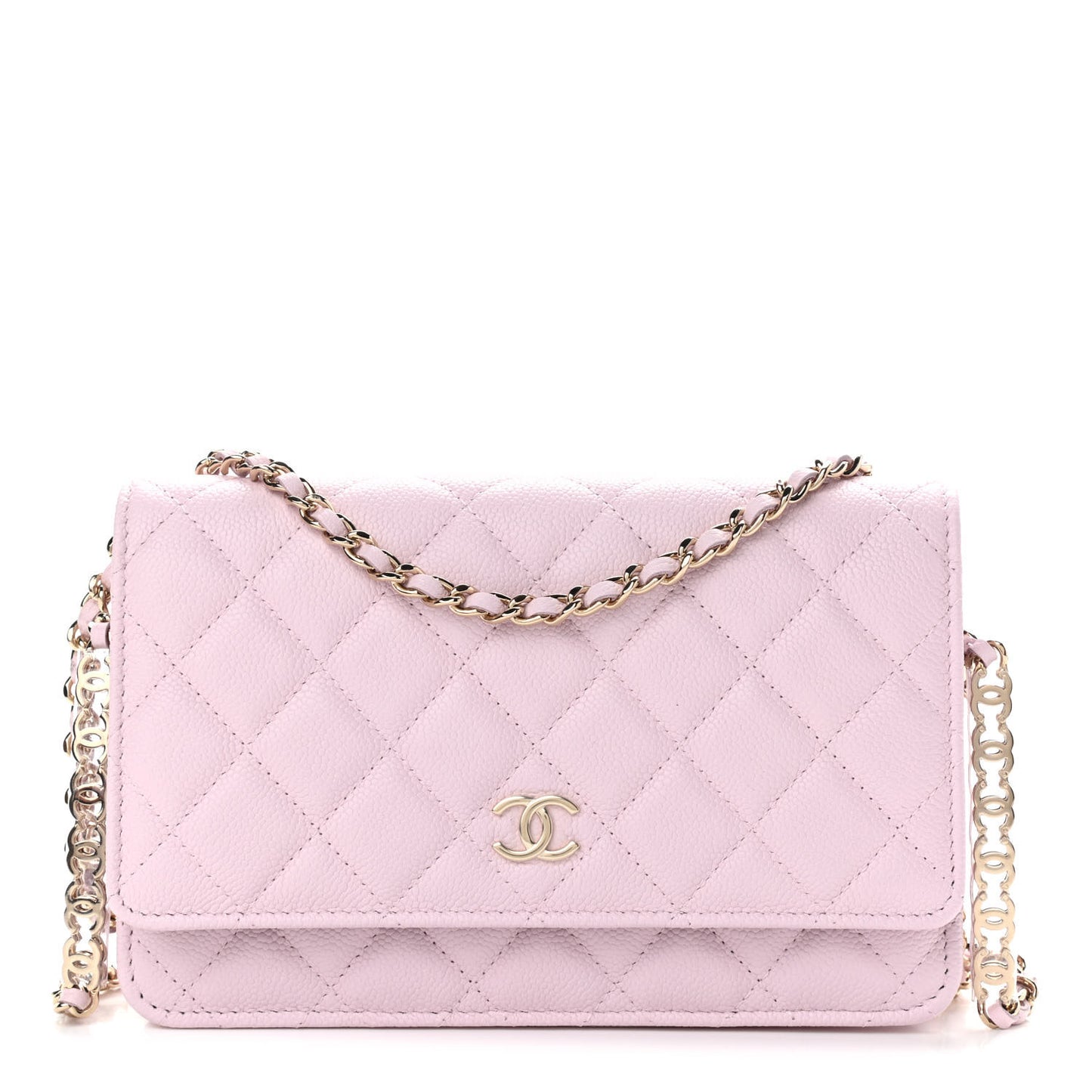 Caviar Quilted Tiny CC Wallet On Chain WOC Light Pink