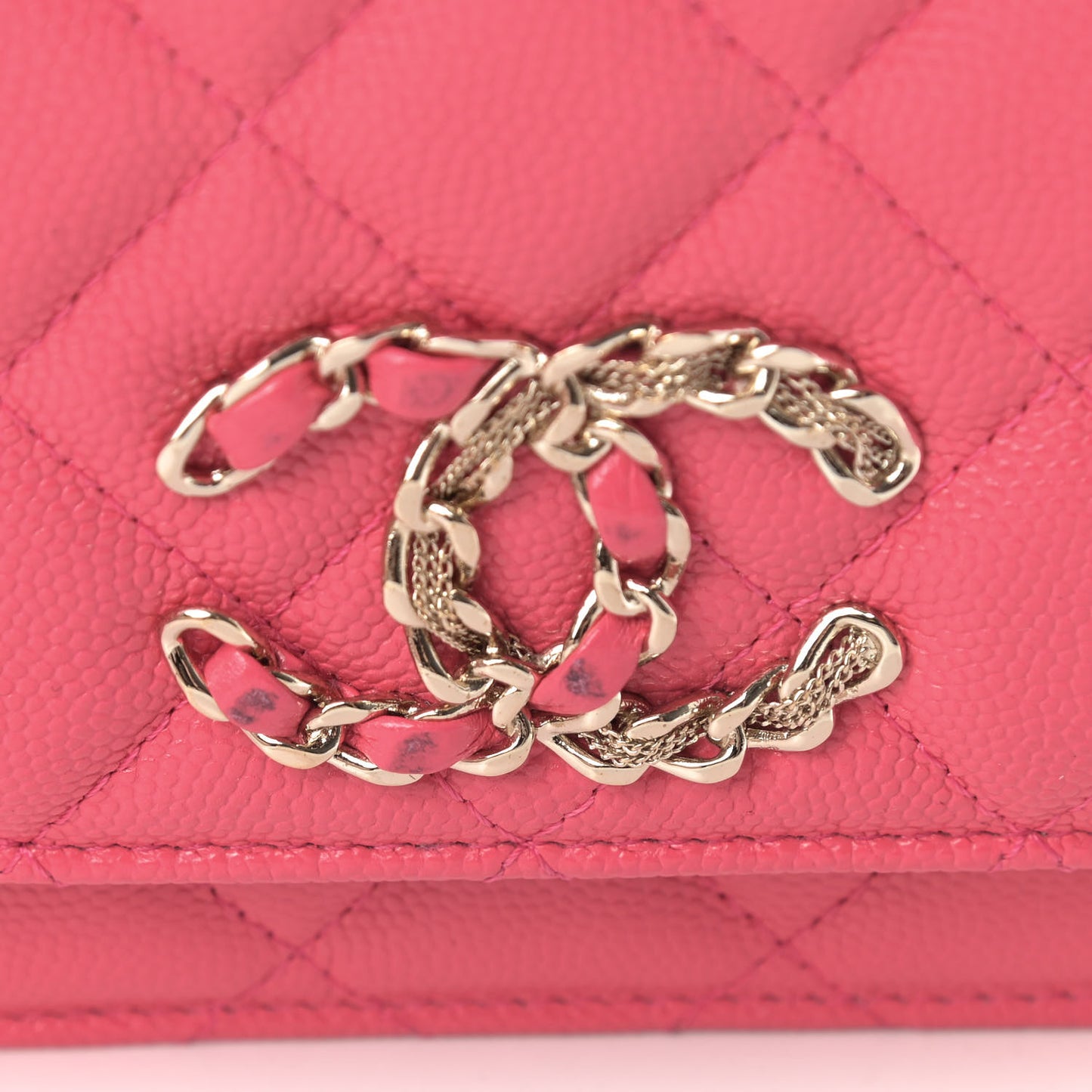 Caviar Quilted French New Wave Chain CC Wallet On Chain WOC Pink