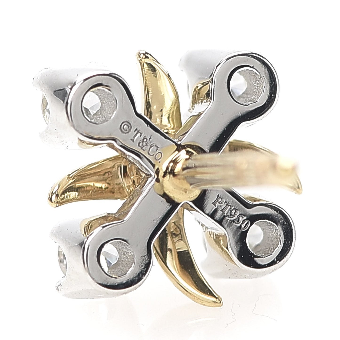 Platinum 18K Yellow Gold Diamond Schlumberger Lynn Earrings