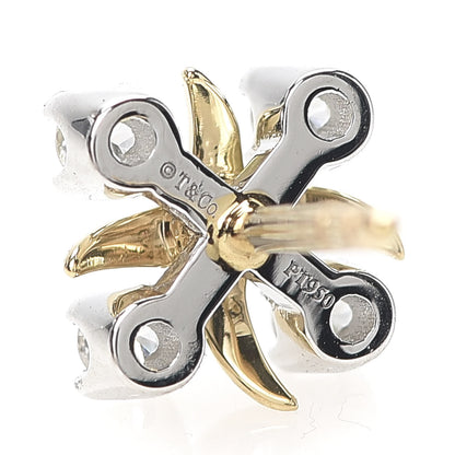 Tiffany Platinum 18K Yellow Gold Diamond Schlumberger Lynn Earrings 4 of 5