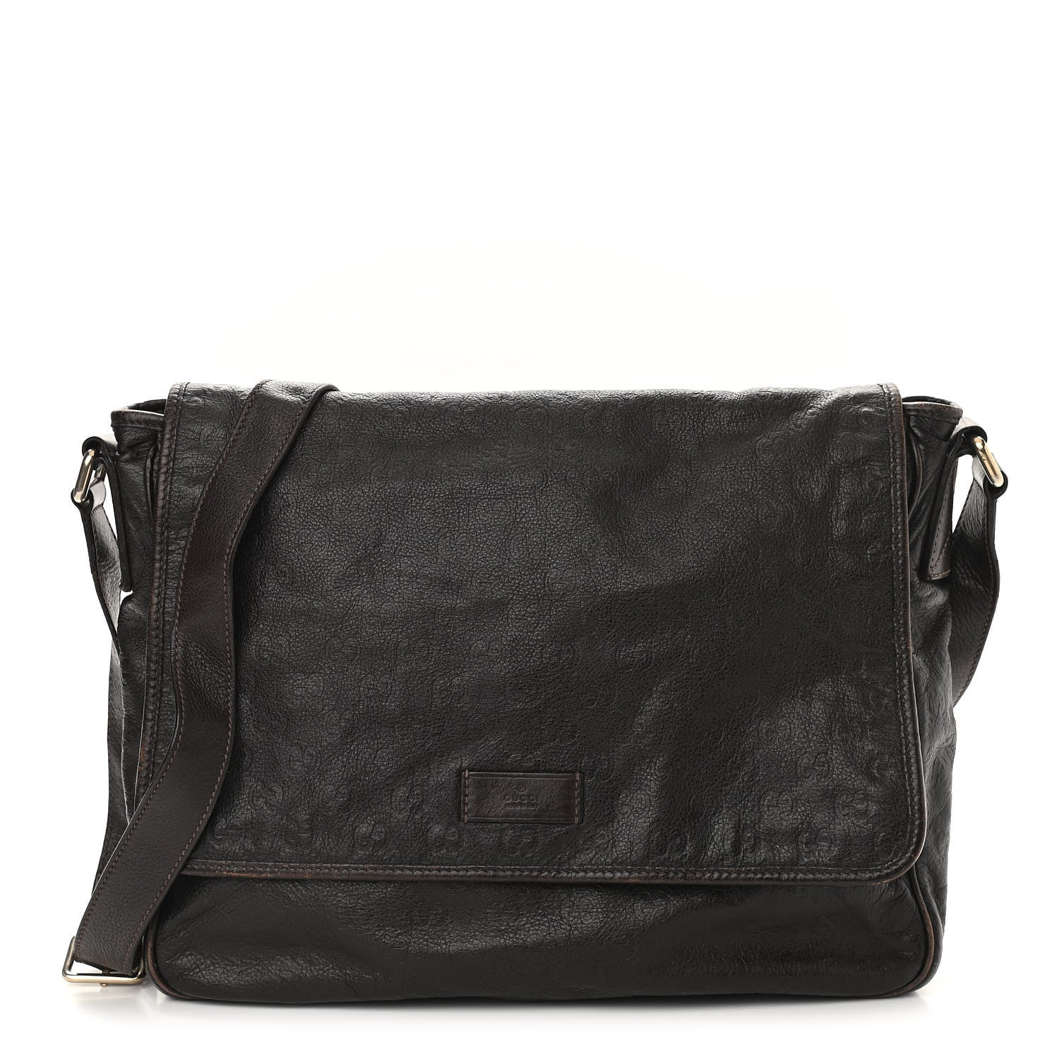 Gucci Guccissima Medium Flap Messenger Bag Chocolate 1 of 11
