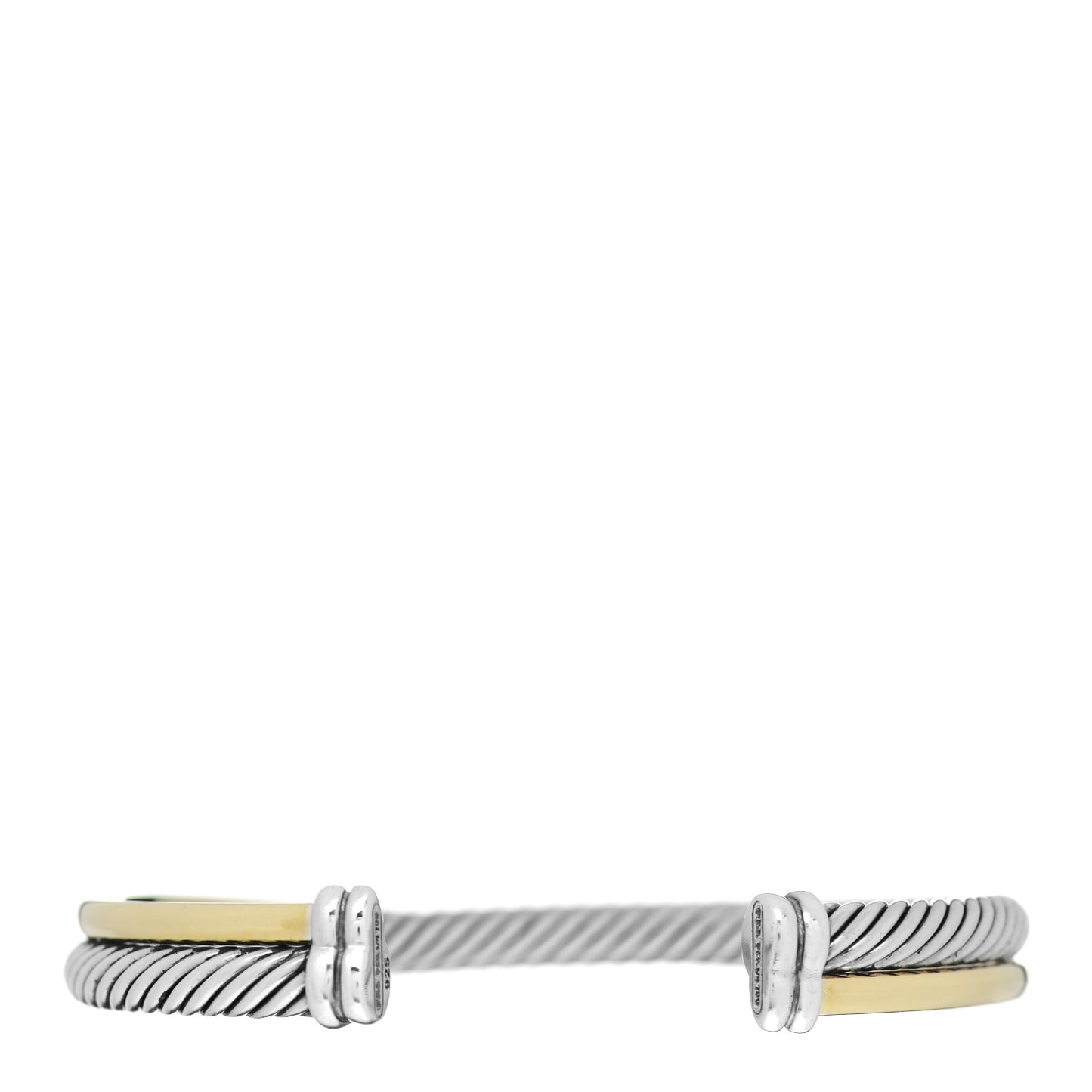 Sterling Silver 18K Yellow Gold 3mm Crossover Cuff Bracelet
