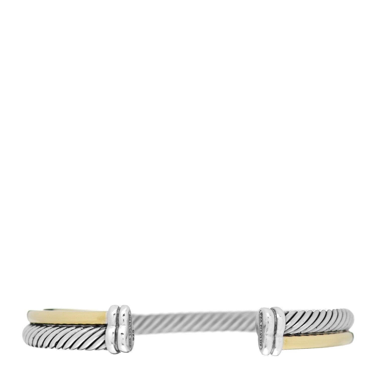 David Yurman Sterling Silver 18K Yellow Gold 3mm Crossover Cuff Bracelet 2 of 3