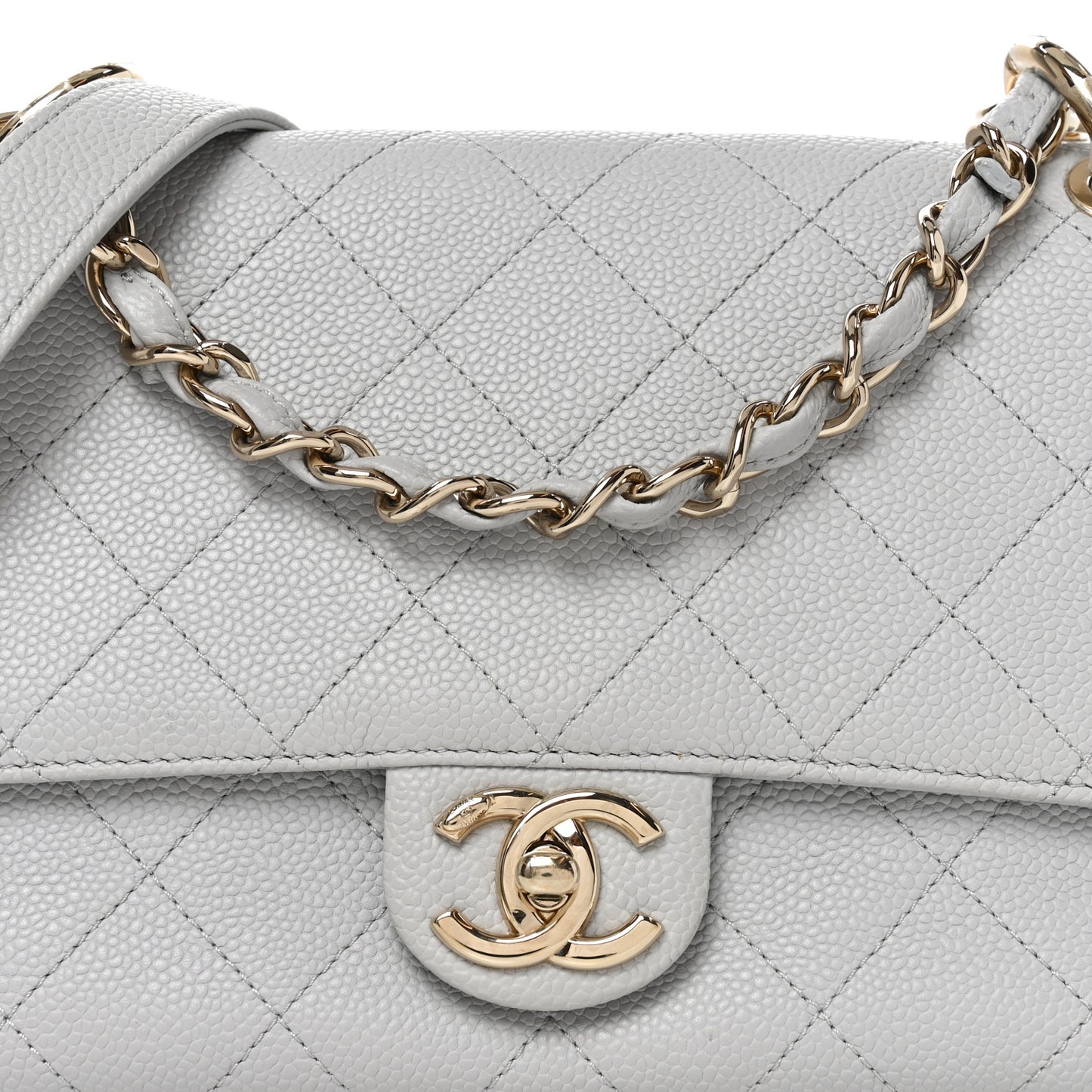 Caviar Quilted City Walk Flap Light Grey