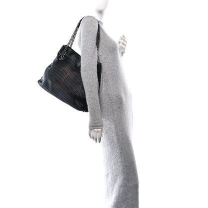 Chanel Calfskin Laser Cut Perforated CC Tote Black 3 of 10