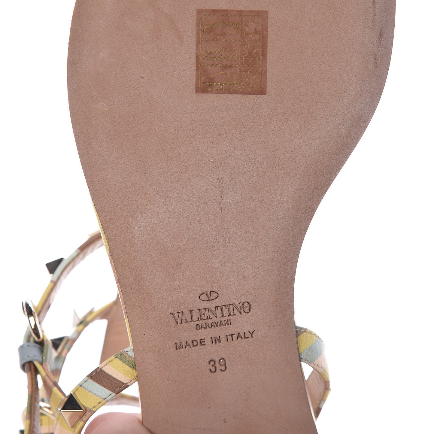 Calfskin Native Couture 1975 Rockstud Ankle Wrap Flat Thong Sandals 39 Multicolor