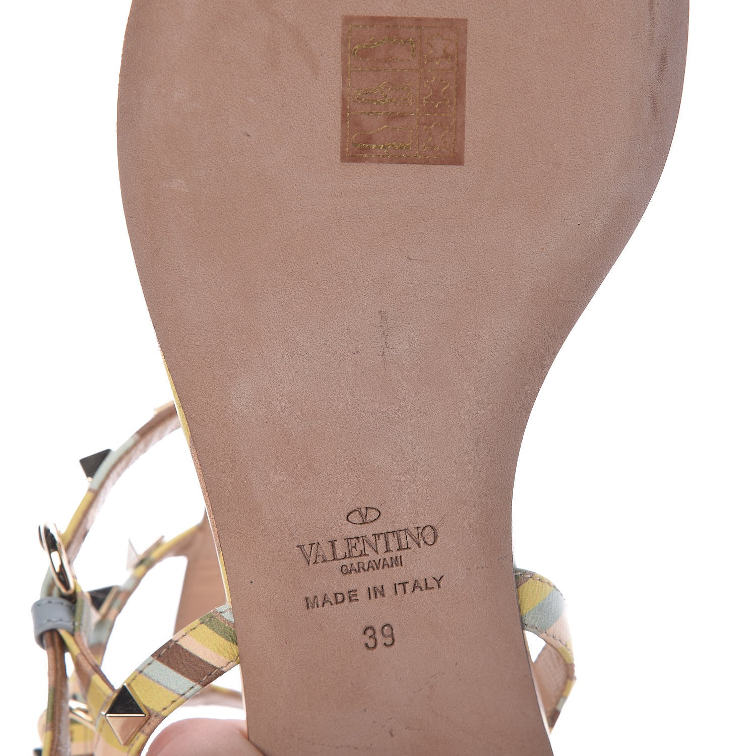 Valentino Garavani Calfskin Native Couture 1975 Rockstud Ankle Wrap Flat Thong Sandals 39 Multicolor 11 of 12