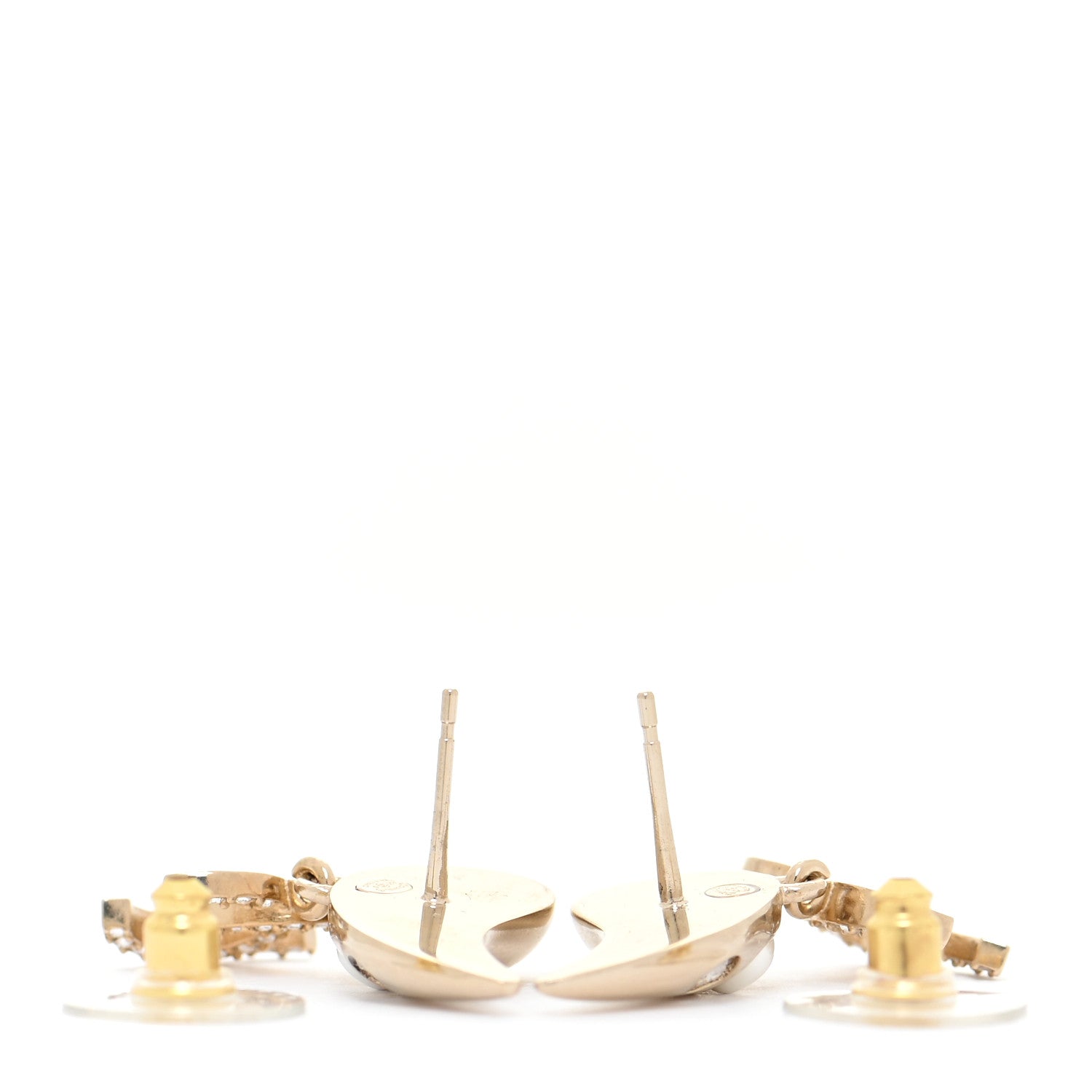 Chanel Crystal Pearl CC Drop Earrings Gold 3 of 5