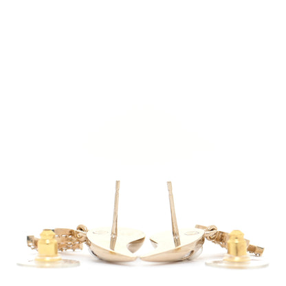 Chanel Crystal Pearl CC Drop Earrings Gold 3 of 5