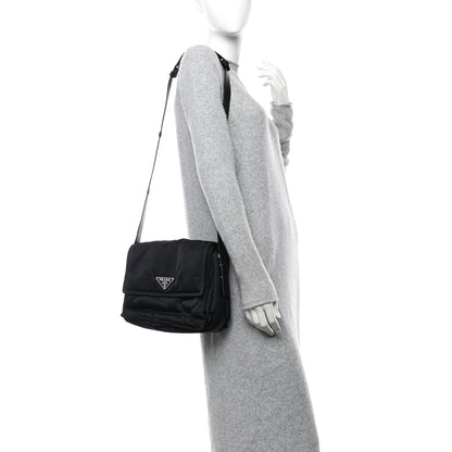 Prada Re-Nylon Vitello Padded Large Flap Shoulder Bag Black 2 of 10