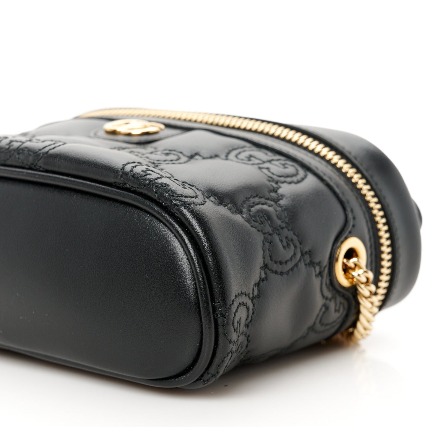Calfskin GG Matelasse Mini Top Handle Bag Black