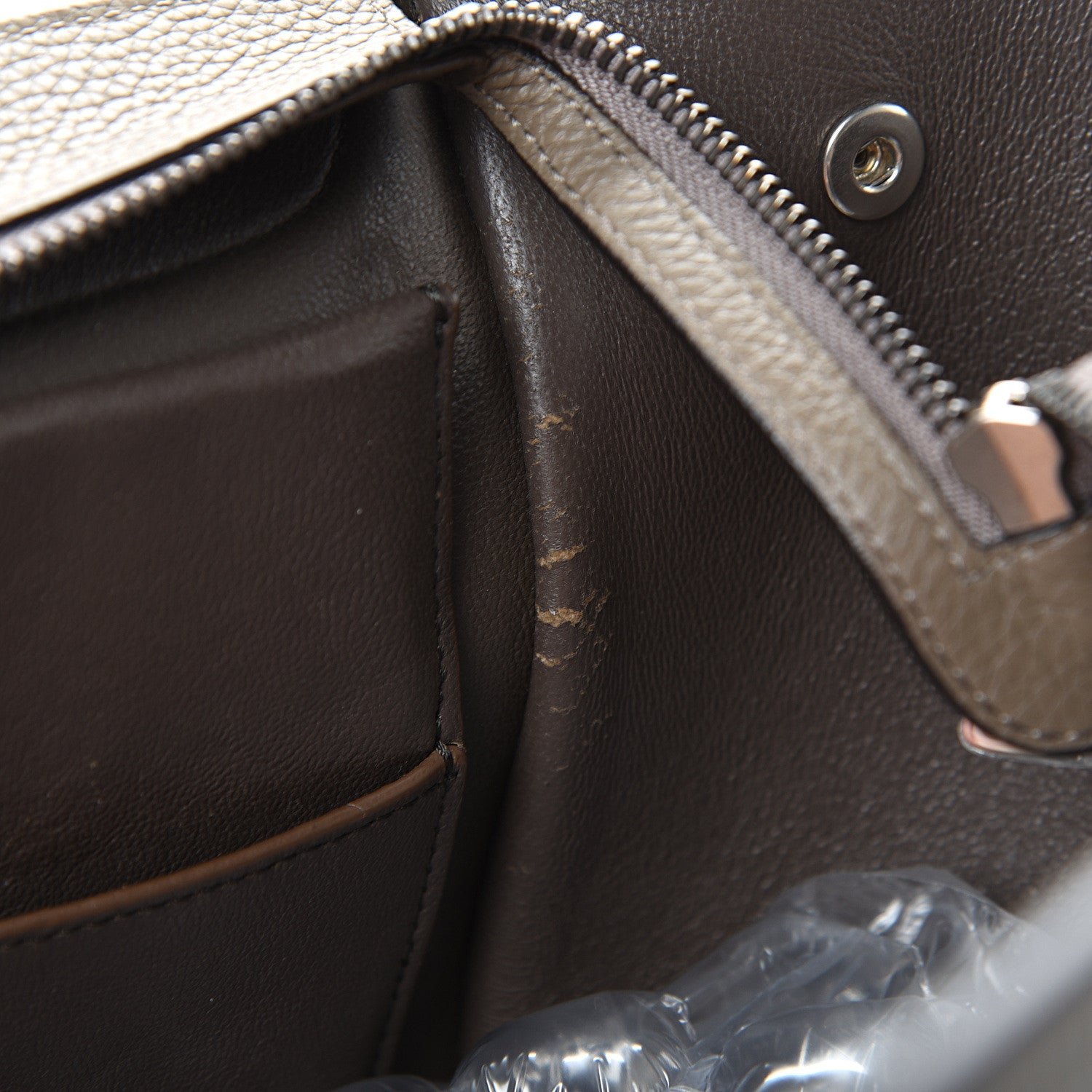 Celine Drummed Calfskin Suede Medium Trapeze Souris 9 of 22