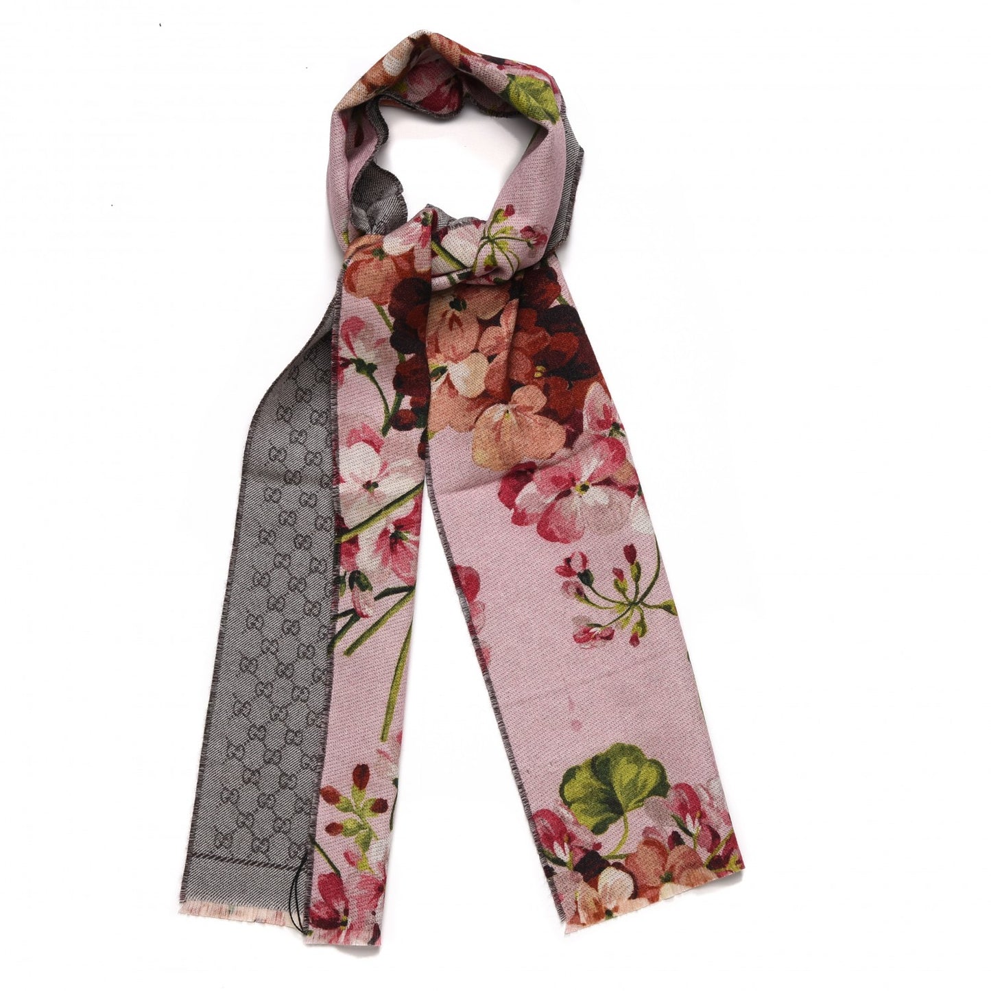 Wool GG Monogram Miniorophin Scarf Shell Pink