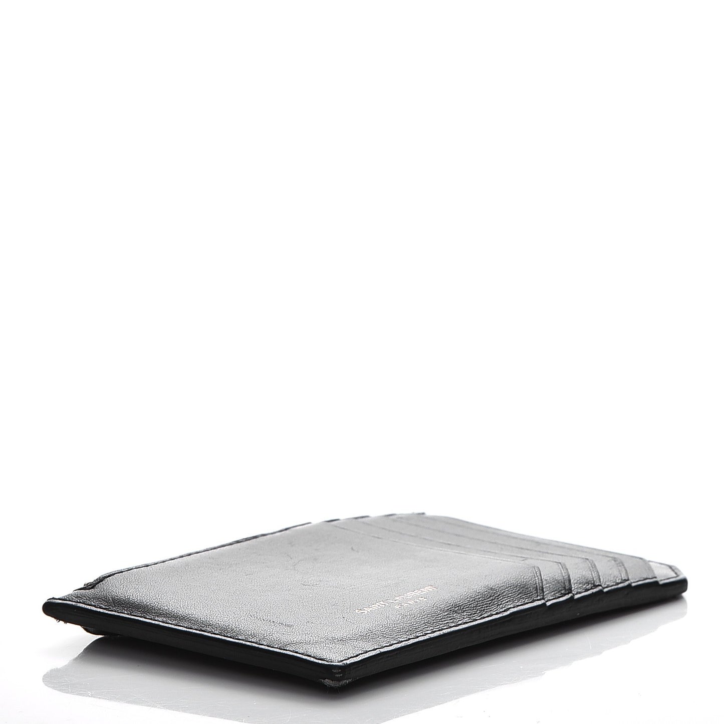 Calfskin 5 Fragments Zip Pouch Card Holder Black