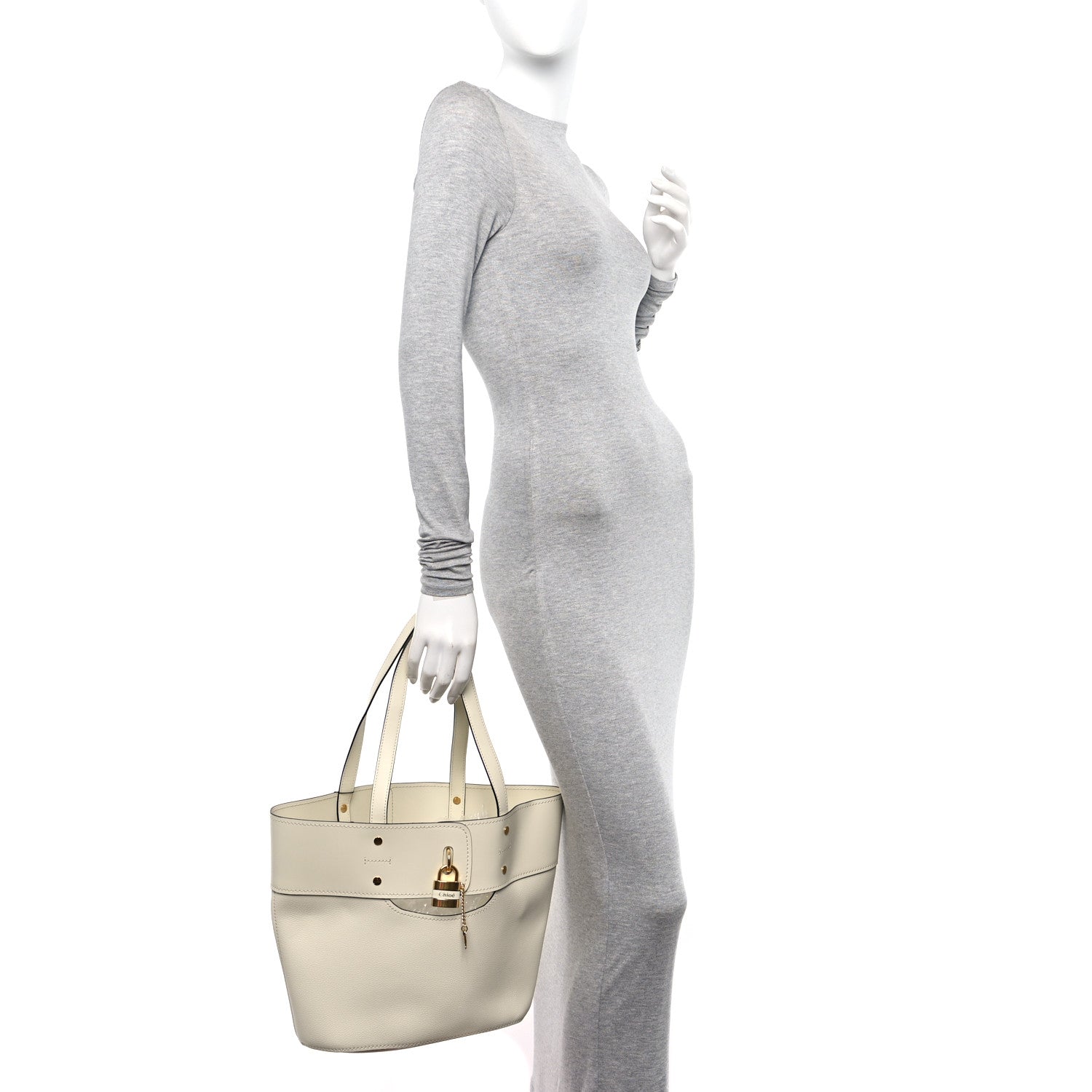 Chloe Smooth Grained Calfskin Small Aby Tote White 2 of 9