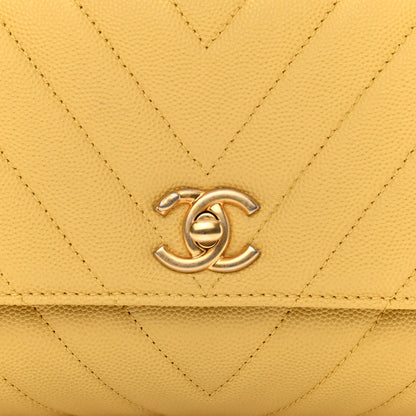 Chanel Caviar Chevron Quilted Mini Coco Handle Flap Yellow 8 of 11