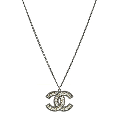 Chanel Ruthenium Pearl CC Pendant Necklace Silver 1 of 4