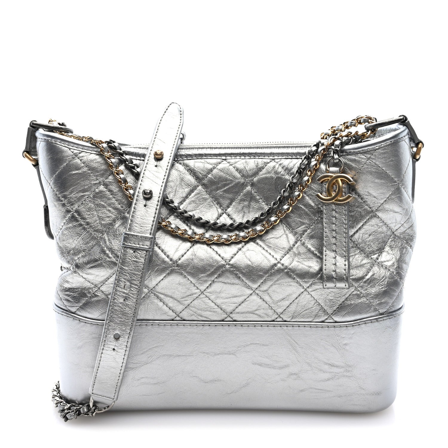 Chanel Metallic Aged Calfskin Quilted Medium Gabrielle Silver 1 of 10