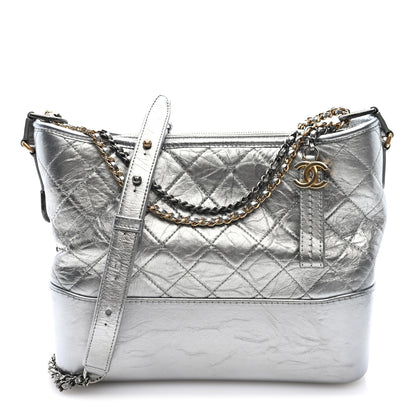 Chanel Metallic Aged Calfskin Quilted Medium Gabrielle Silver 1 of 10