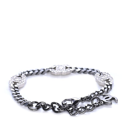 Chanel Crystal CC Chain Bracelet Silver 2 of 3