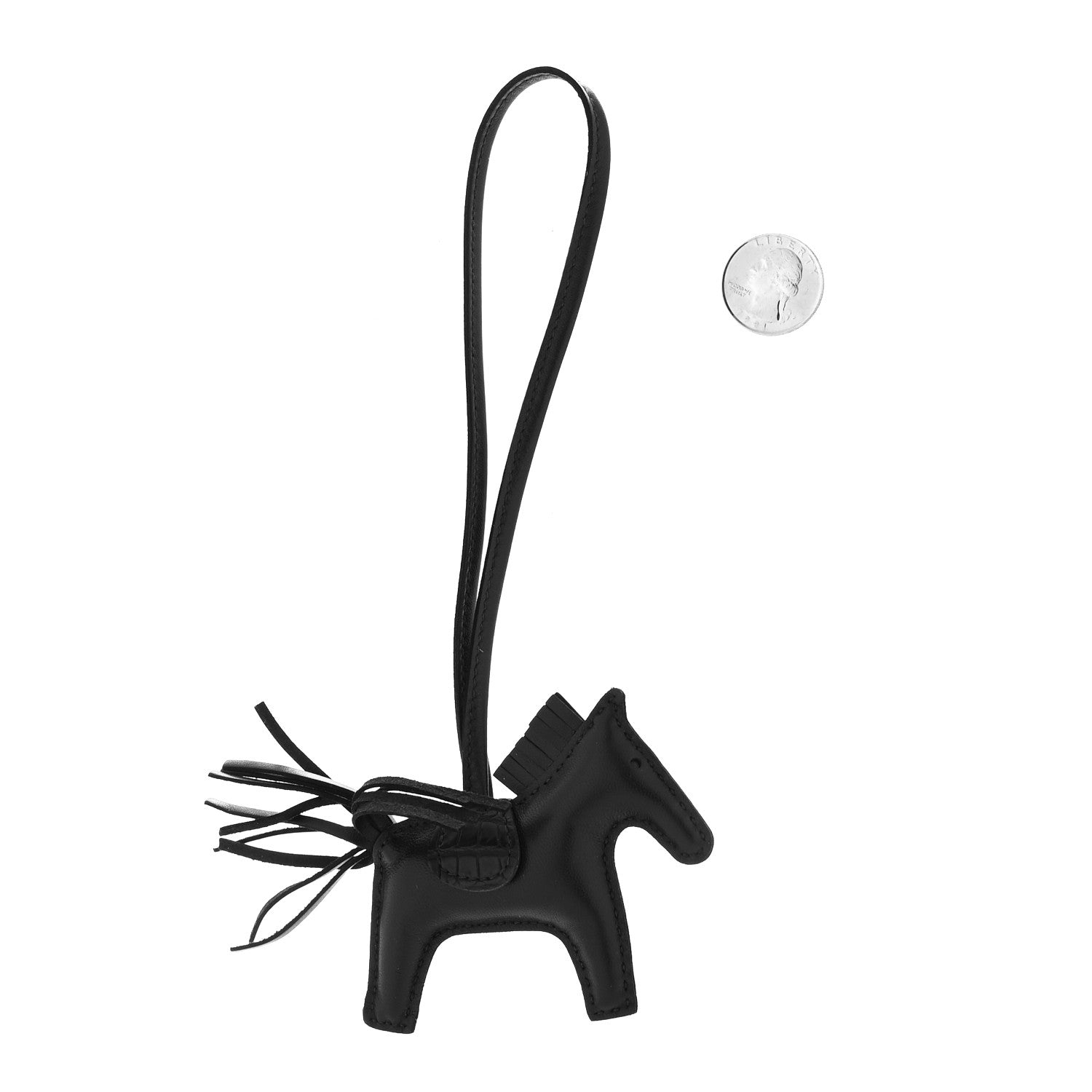 Hermes Milo Lambskin Matte Alligator Touch Grigri Rodeo Horse Bag Charm PM So Black 2 of 3