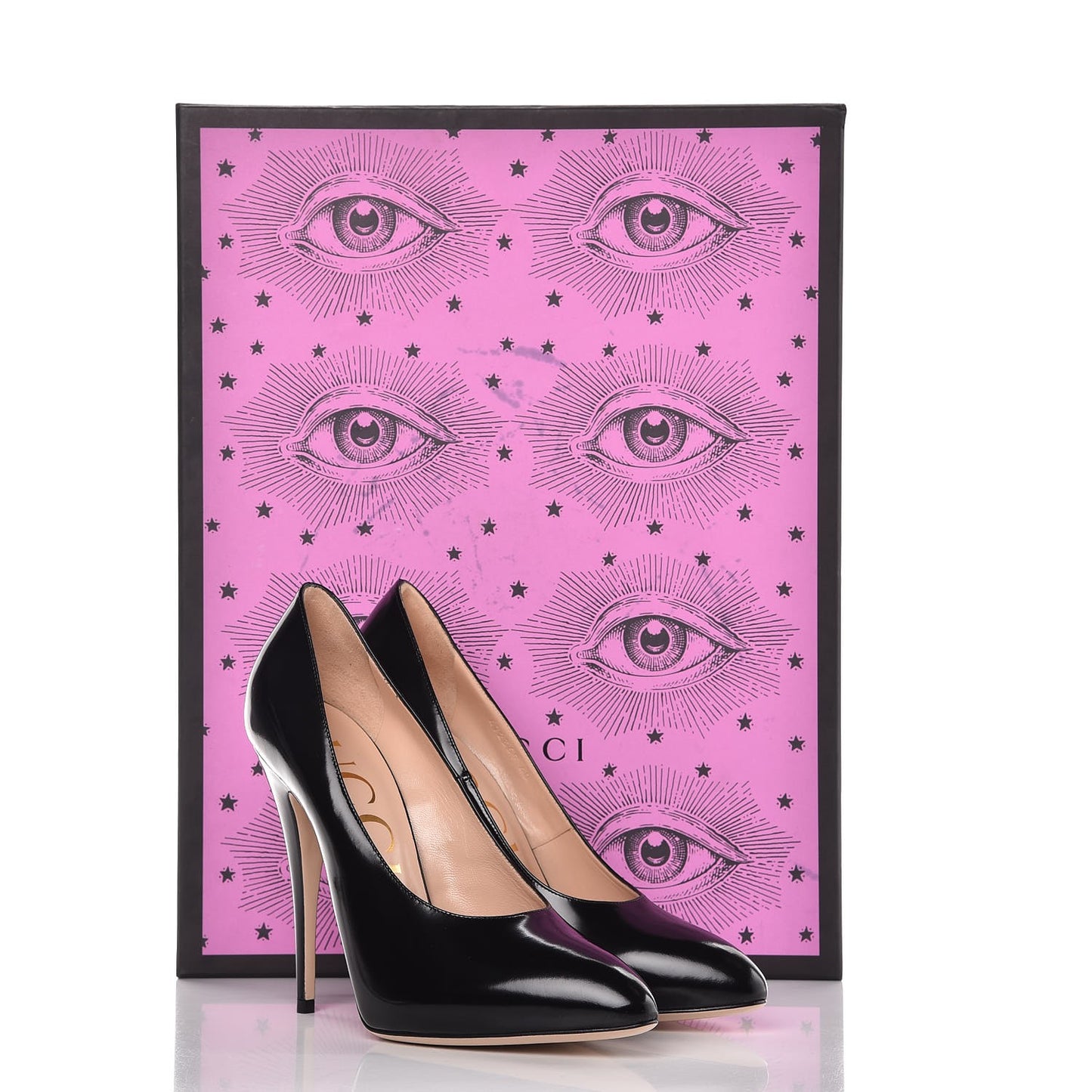 Polished Calfskin Removable Pearly Bow Elaisa Platform High Heel Pumps 40 Black