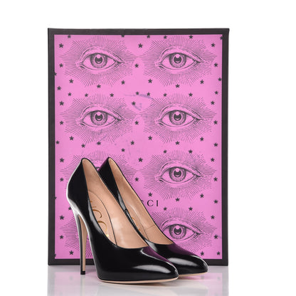 Gucci Polished Calfskin Removable Pearly Bow Elaisa Platform High Heel Pumps 40 Black 14 of 14