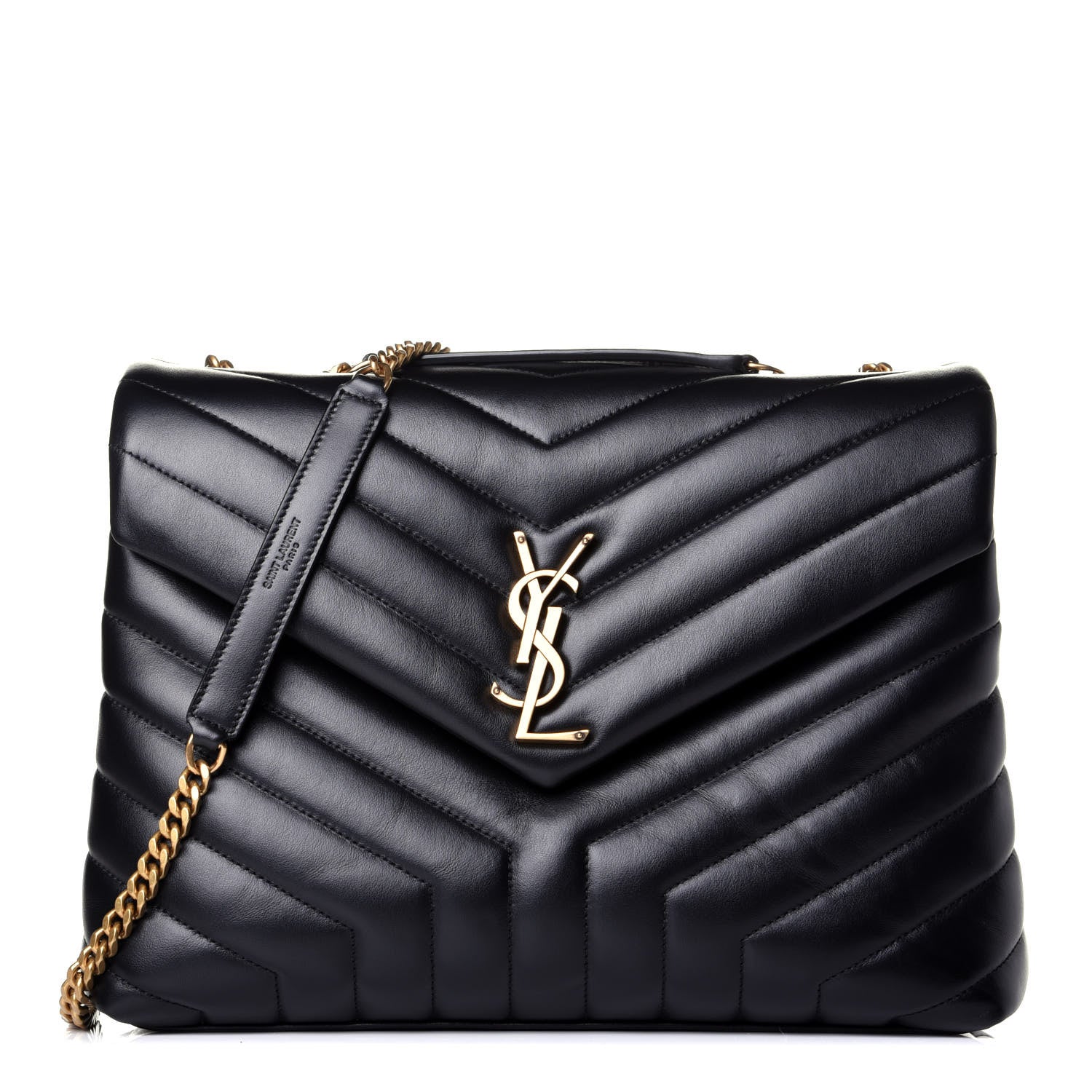 Saint Laurent Calfskin Y Quilted Monogram Medium Loulou Chain Satchel Black 1 of 9