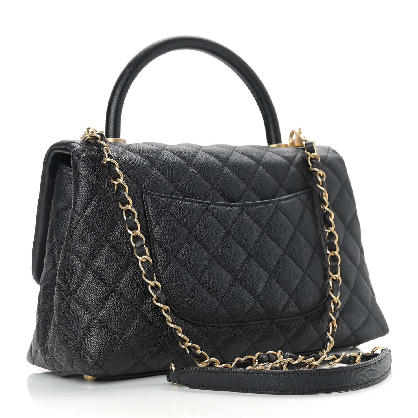 Caviar Quilted Small Coco Handle Flap Black