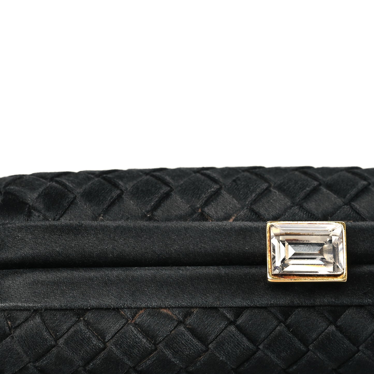 Satin Crystal Intreccio Tassel Clutch Black