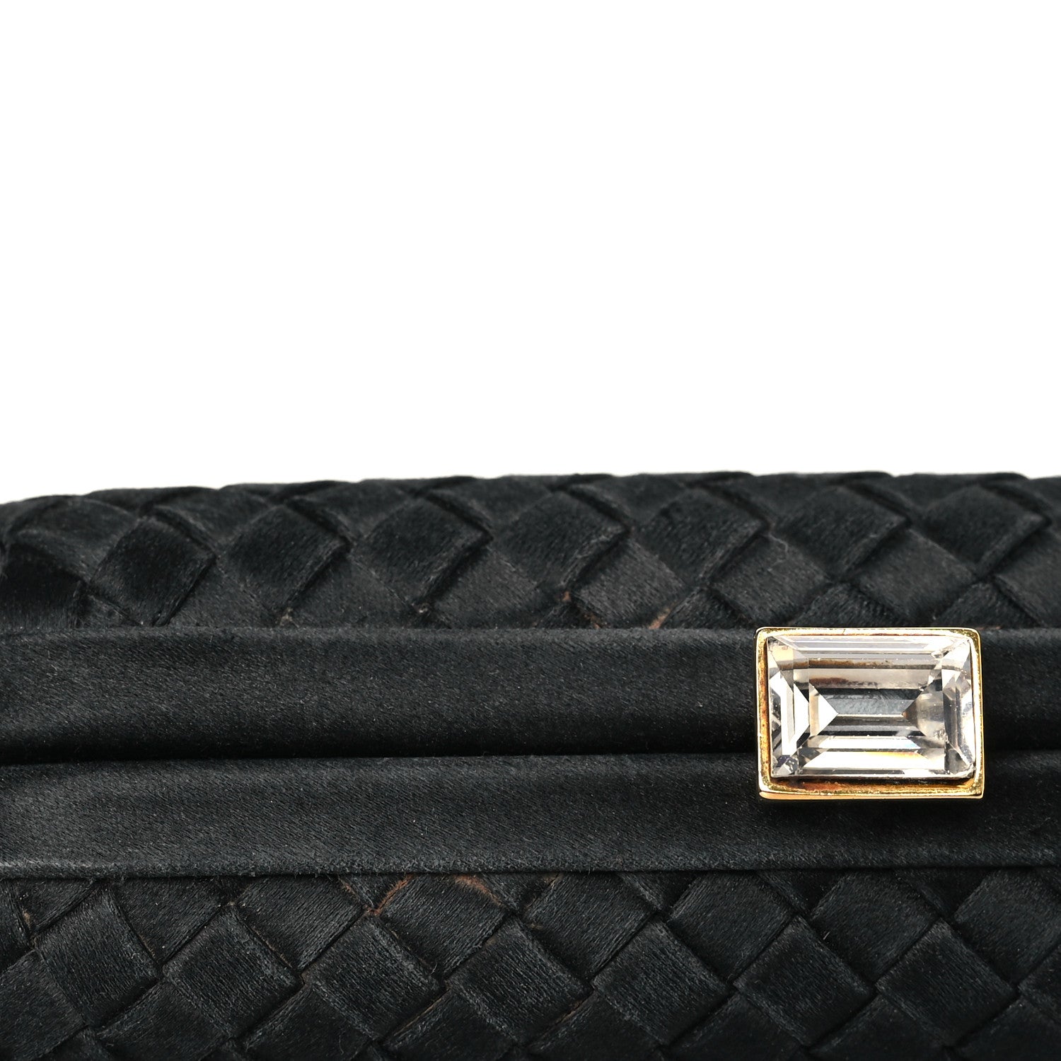 Bottega Veneta Satin Crystal Intreccio Tassel Clutch Black 9 of 9