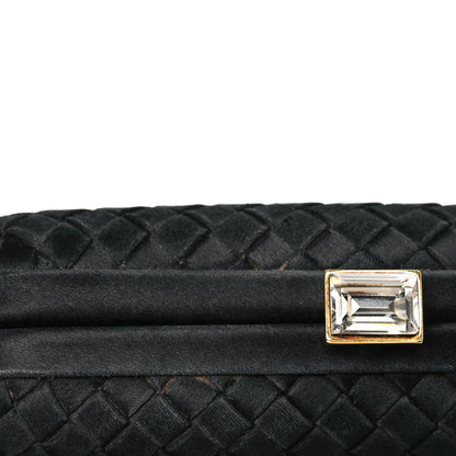 Bottega Veneta Satin Crystal Intreccio Tassel Clutch Black 9 of 9