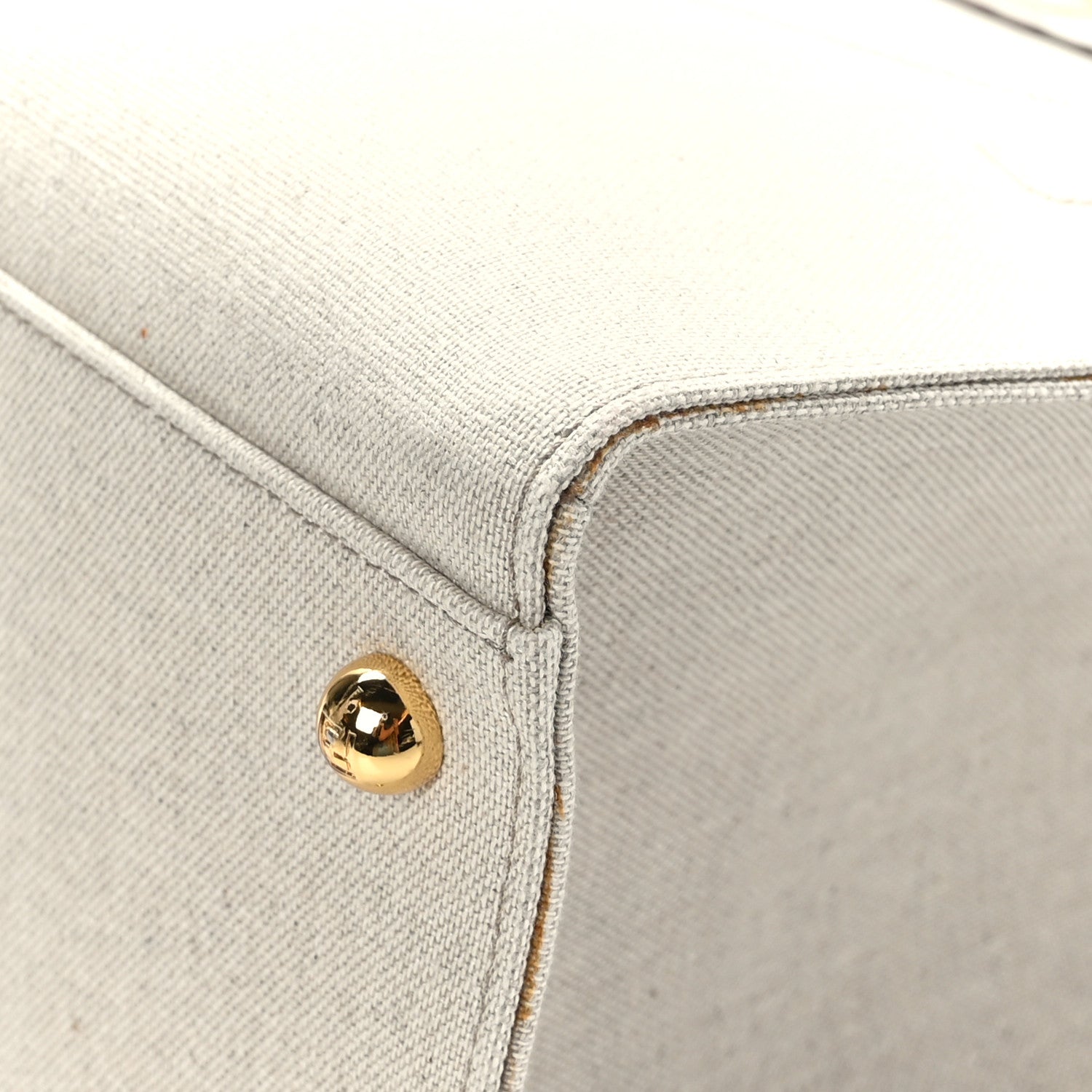 Fendi Canvas Vitello King Logo Embroidered Medium Fendi Sunshine Shopper Tote Grezzo Ghianda 7 of 9