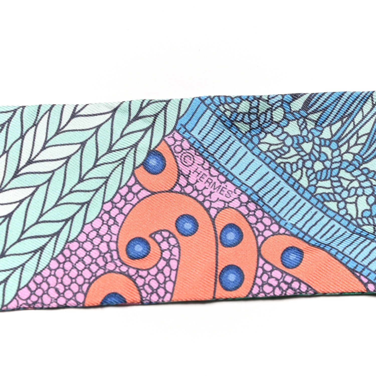 Hermes Silk Selle de Dignitaire Plumetis Twilly Rose Saumon Vert 3 of 5