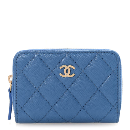Chanel Caviar Quilted Zip Coin Purse Blue 1 of 8