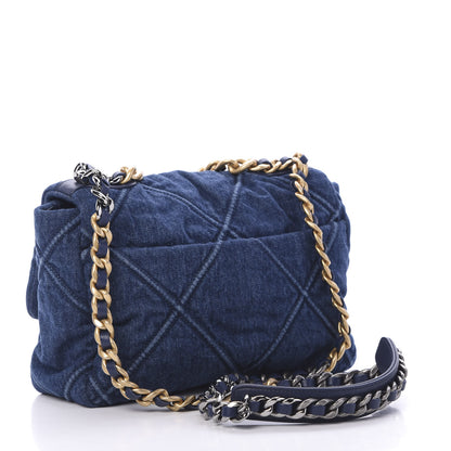 Chanel Denim Quilted Medium 19 Flap Blue 2 of 10