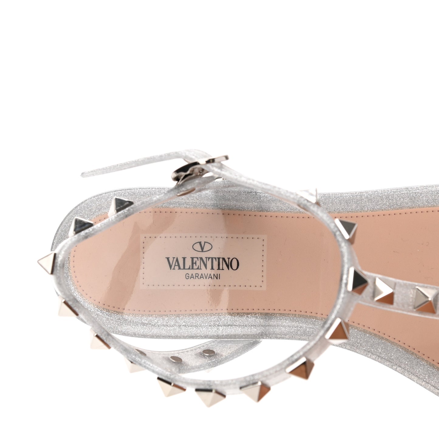 PVC Jelly Glitter Rockstud Caged Sandals 38 SIlver