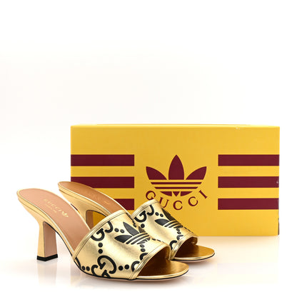 Gucci X ADIDAS Nappa Silk Charlotte Monogram Jumbo GG Trefoil 75mm Slide Sandals 39.5 King Gold Black 10 of 10