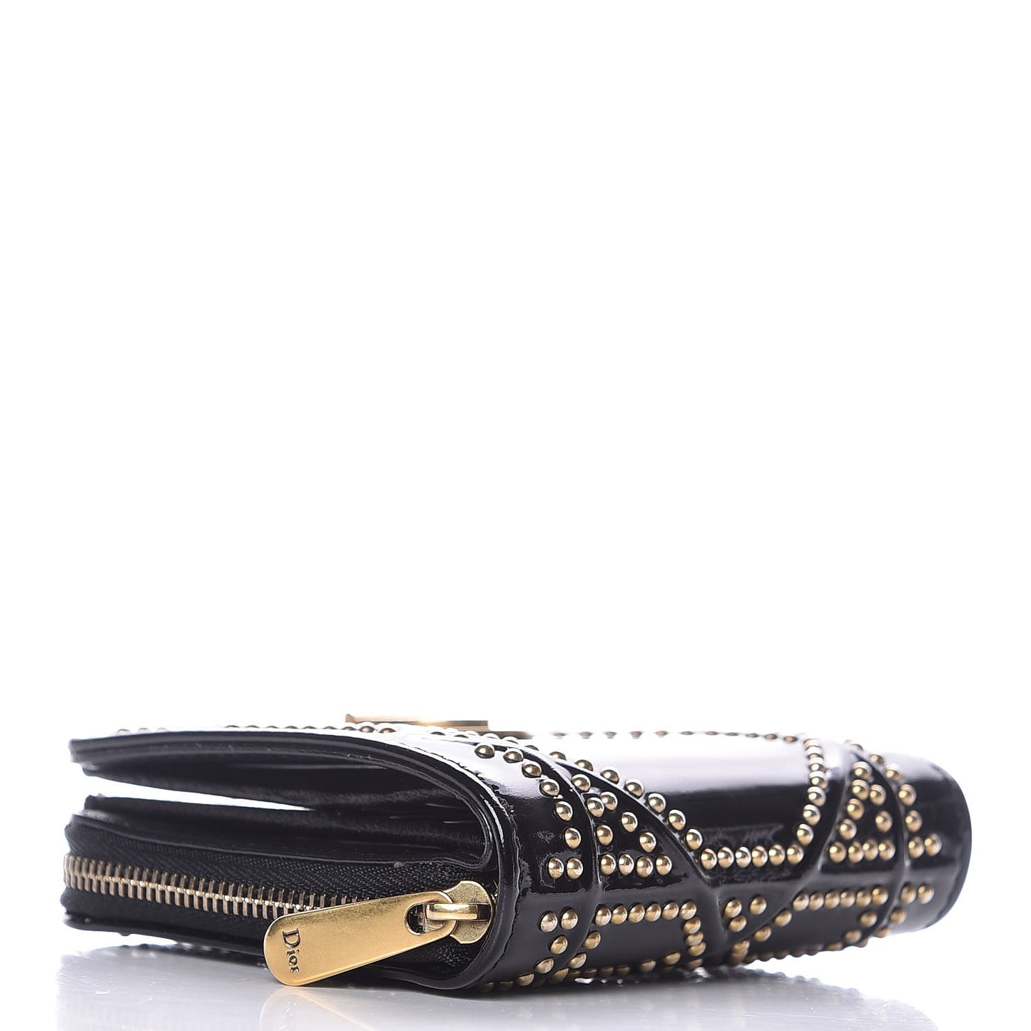 Patent Studded Diorama Small Wallet Black