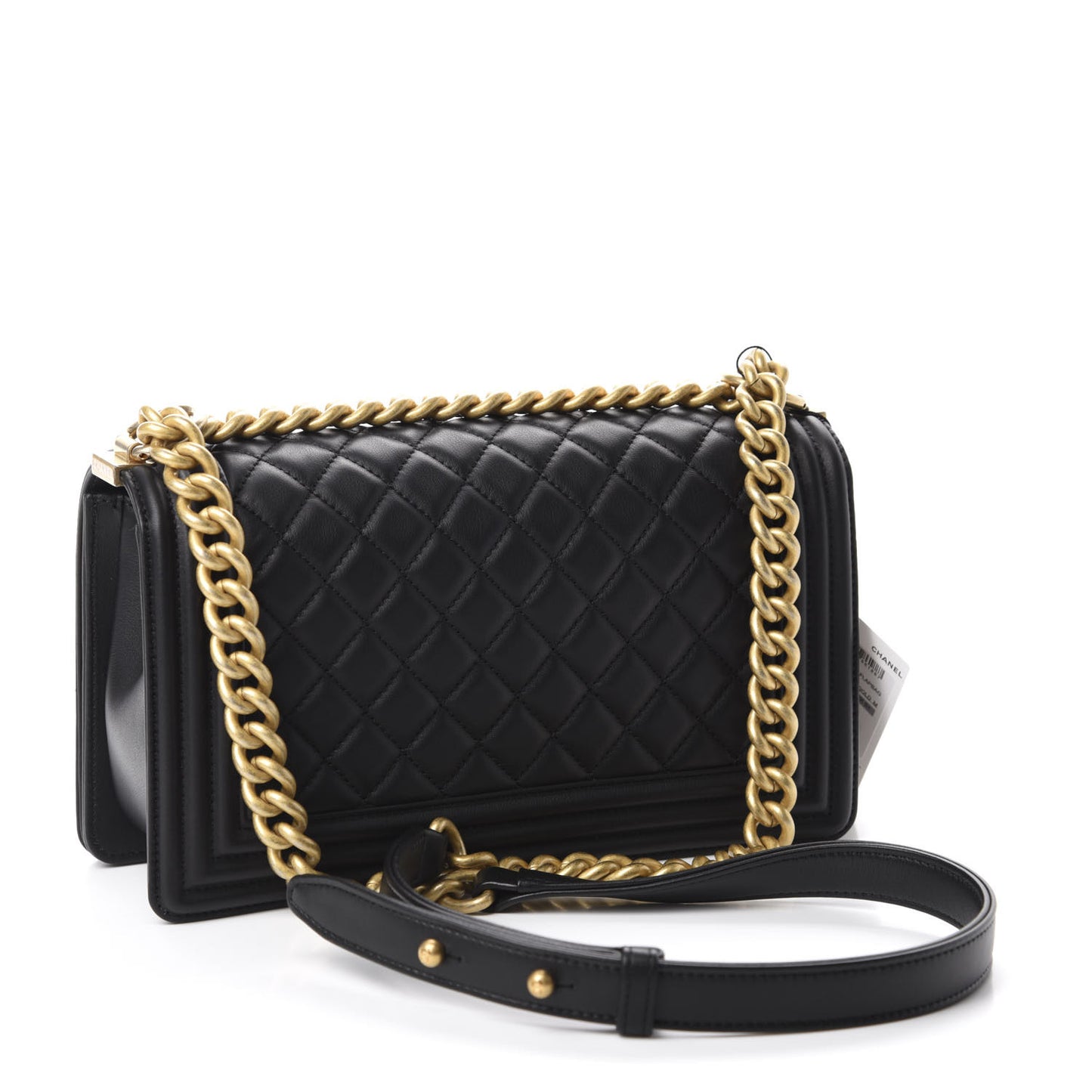 Lambskin Quilted Medium Boy Flap Black