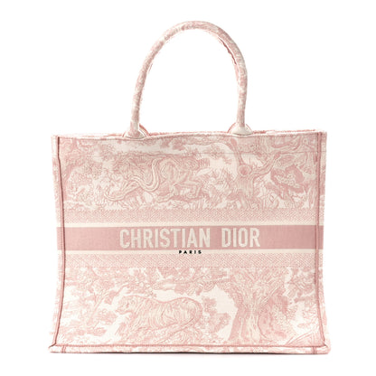 Christian Dior Canvas Toile De Jouy Embroidered Large Book Tote Pink 1 of 10