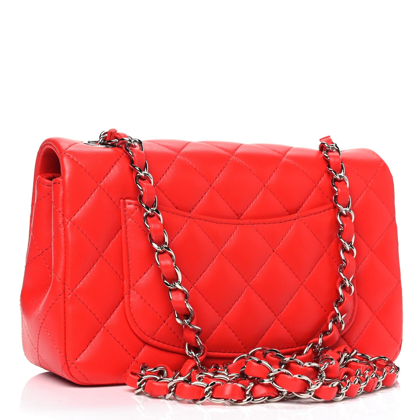 Lambskin Quilted Mini Rectangular Flap Red
