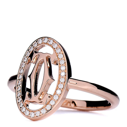 Cartier 18K Pink Gold Diamond Logo Double C Ring 55 7.25 3 of 7