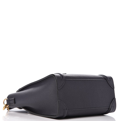 Celine Drummed Calfskin Nano Luggage Navy Blue 4 of 9