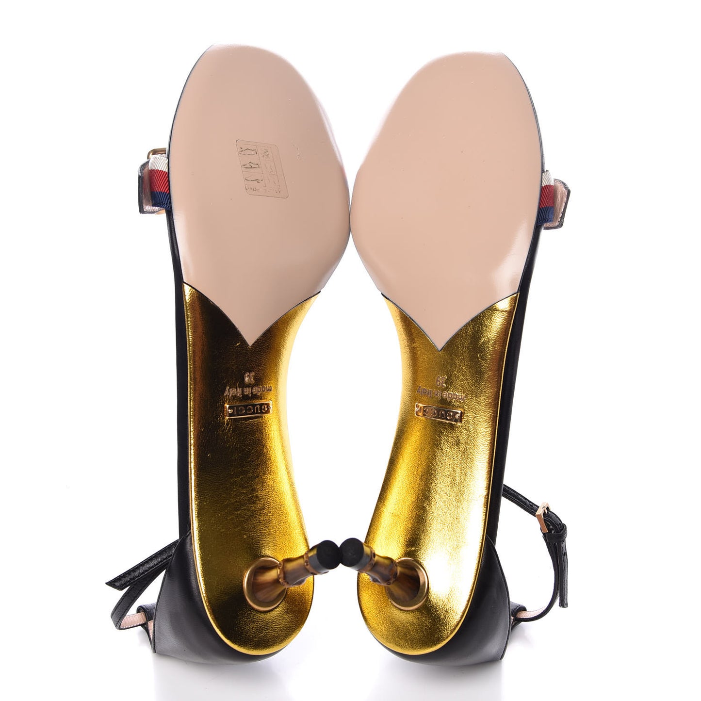 Malaga Kid Grosgrain Bamboo Low Heel Sandals 39 Black