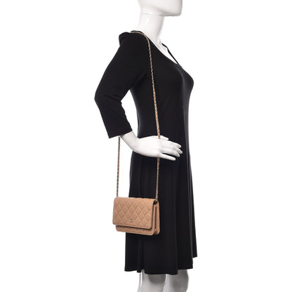 Chanel Caviar Quilted Wallet On Chain WOC Beige 2 of 12