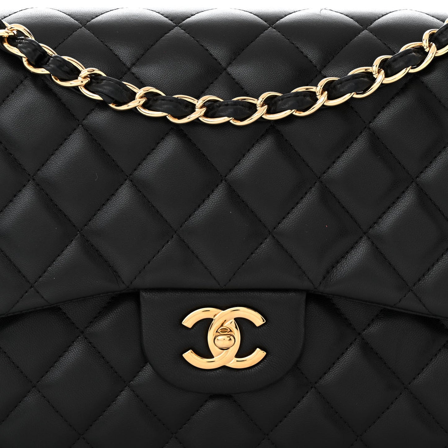 Lambskin Quilted Jumbo Double Flap Black